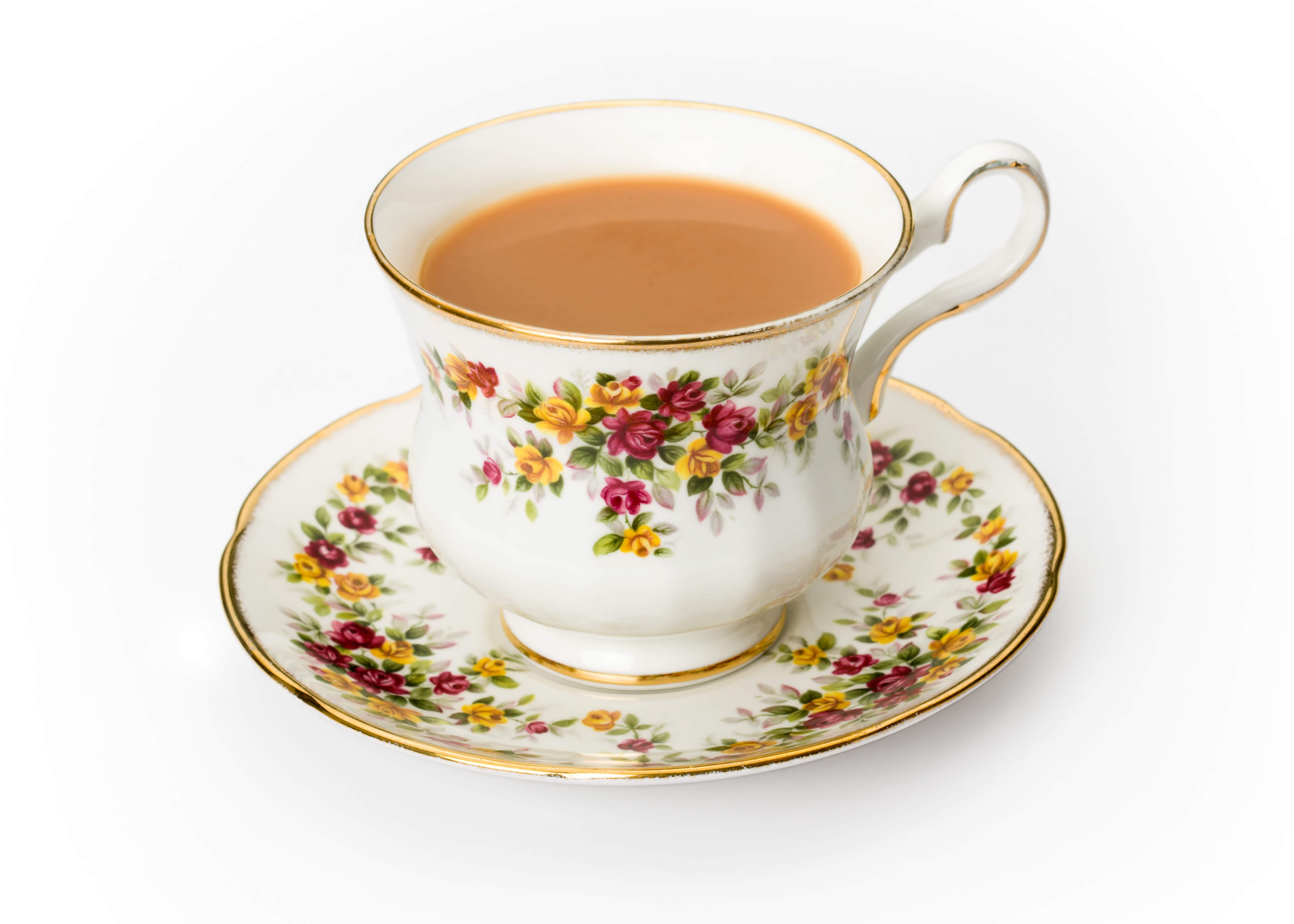 Tea served in a traditional English cup and saucer